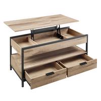 Couchtisch höhenverstellbar Braun, Schwarz B: 100 cm - Hellbraun/Schwarz, Trend, Holzwerkstoff/Metall (100/50/48-62cm) - MID.YOU