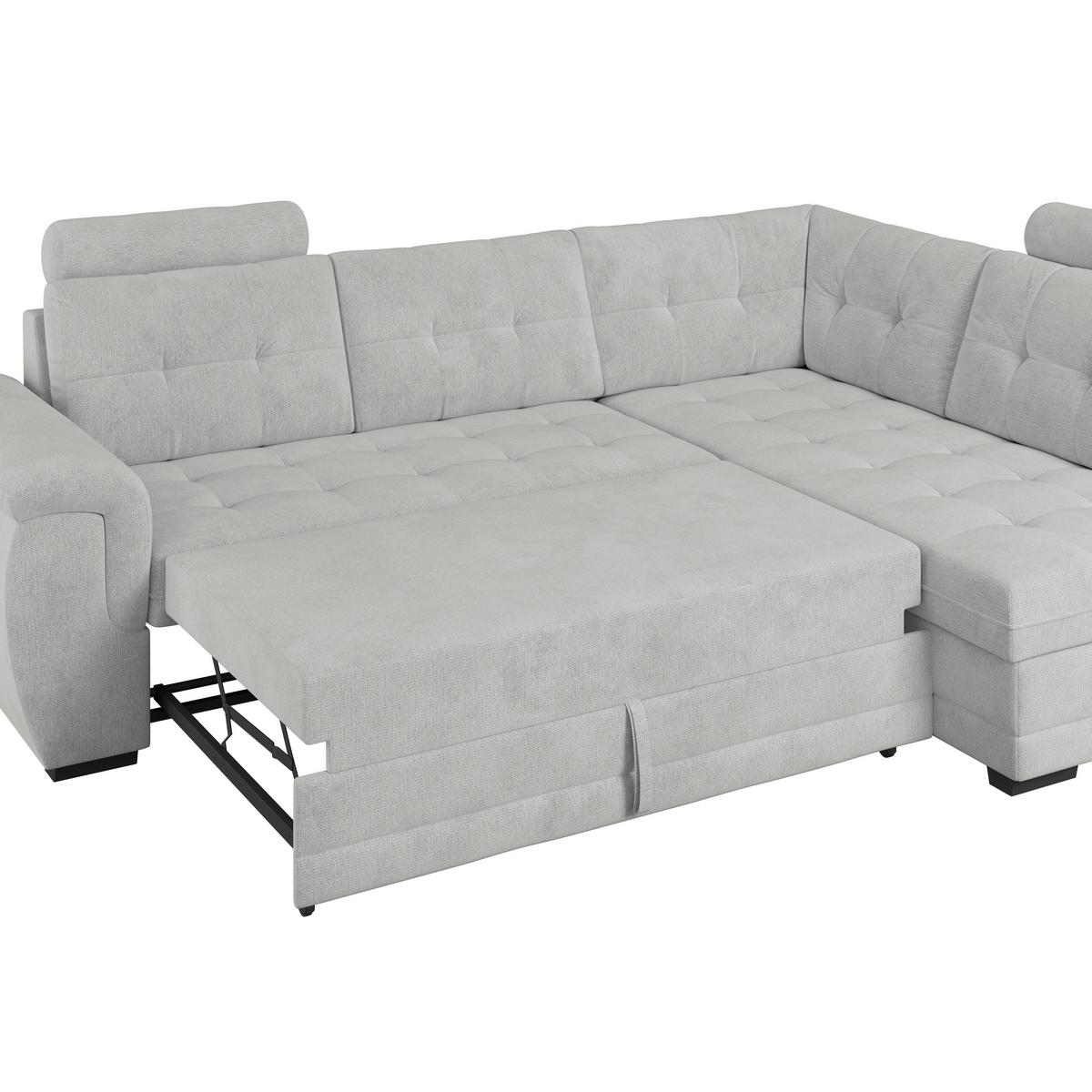 Ecksofa mit Schlaffunktion Falco new Grau 251x183 cm - Schwarz/Grau, KONVENTIONELL, Textil (251/183cm) - Ondega