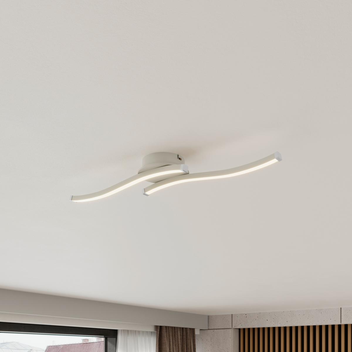 LED-Deckenleuchte Charlie - Sandfarben/Chromfarben, Basics, Kunststoff/Metall (55/12/6,5cm) - Luca Bessoni