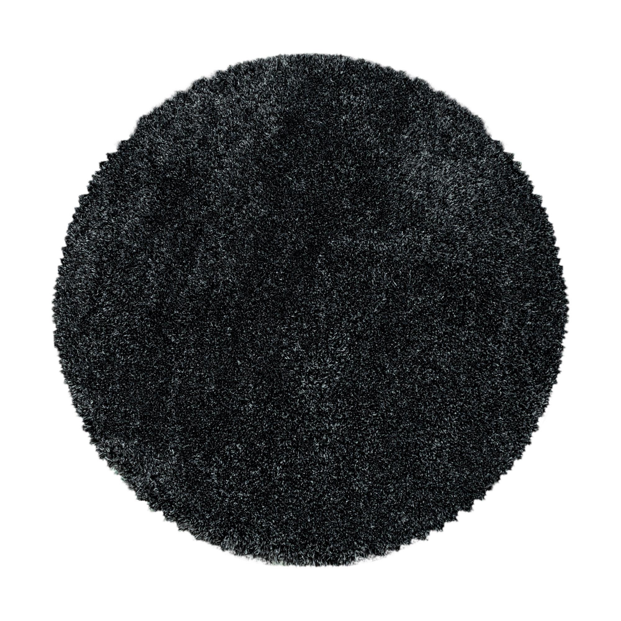 Hochflor Teppich Anthrazit Naturfaser Fluffy Ø 200 Cm - Anthrazit, Basics, Textil (200cm)