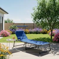 Sonnenliege Aluminium Blau LxBxH: 193x67x32 cm - Basics (193/67/32cm)