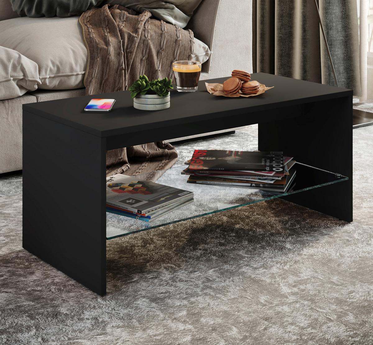 Konferenčný stolík WISAL čierny - čierna, Modern, kompozitné drevo (90/40/40cm) - MID.YOU