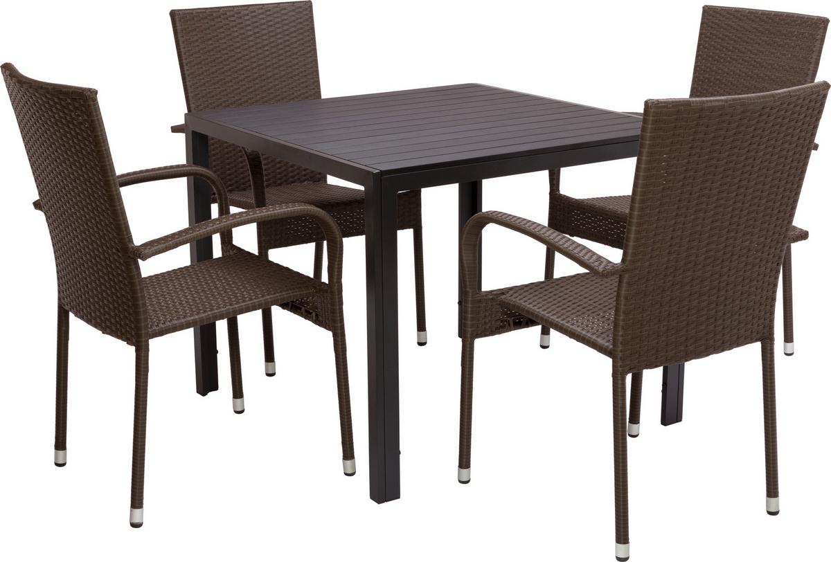Gartentisch Mila Aluminium Pulverbeschichtet, L 90 Cm - Schwarz, MODERN, Kunststoff/Metall (90cm) - Ondega