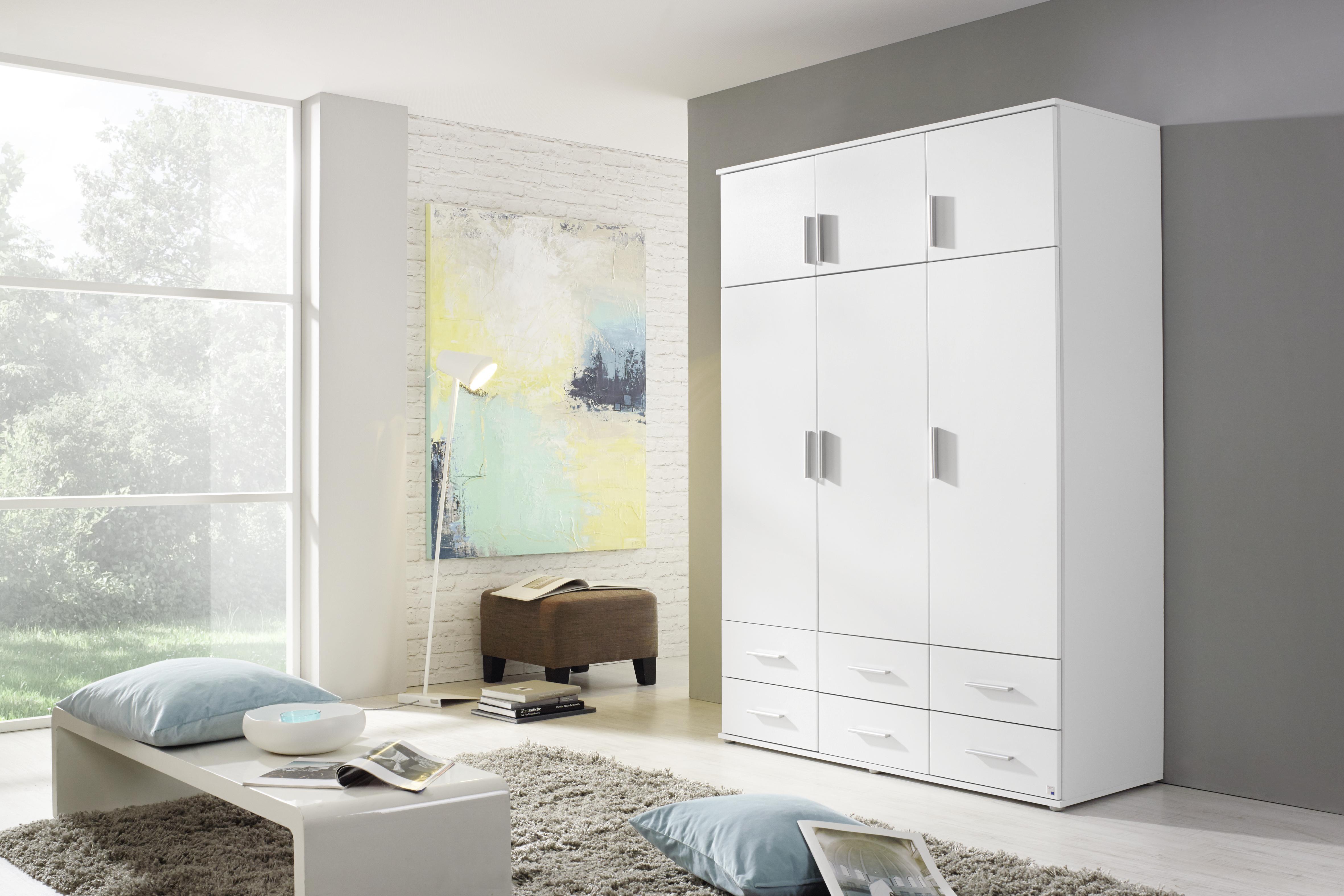 Drehtürenschrank Mit Schubladen 136cm Kemi, Alpinweiß Dekor - Weiß, MODERN, Holzwerkstoff (136/194/53cm) - Rauch Möbel