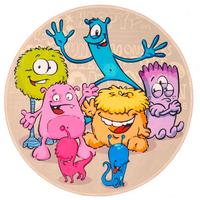 Kinderteppich Rund Monster Multicolor Love Kids Ø 100 Cm - Blau/Hellgrau, Trend, Textil (100cm)