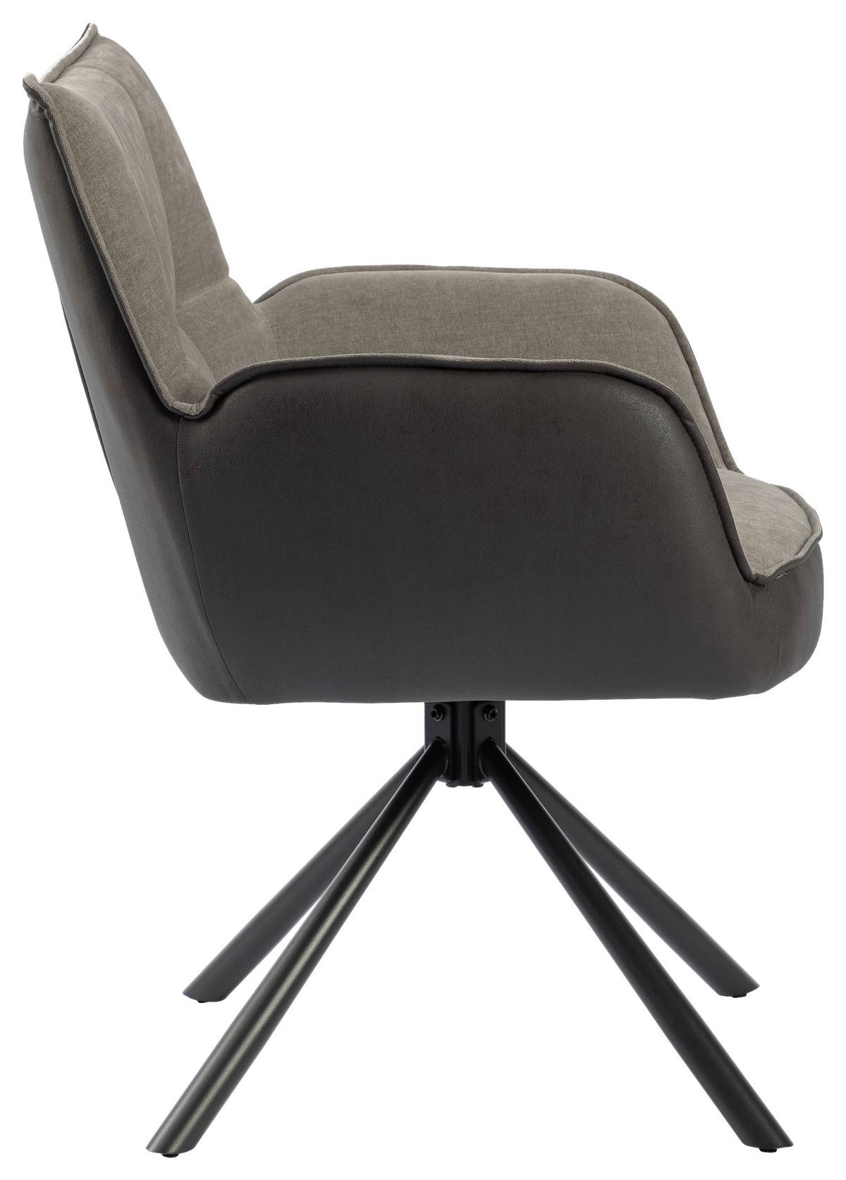 Armlehnstuhl Verona Grau B: 60 cm - Schwarz/Grau, MODERN, Textil/Metall (60ml) - MID.YOU