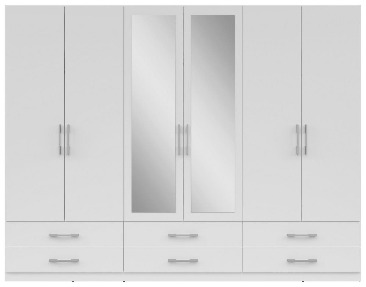 Drehtürenschrank Mit Schubladen 270 Cm Herford - Weiß, MODERN, Glas/Holzwerkstoff (270/210/54cm)