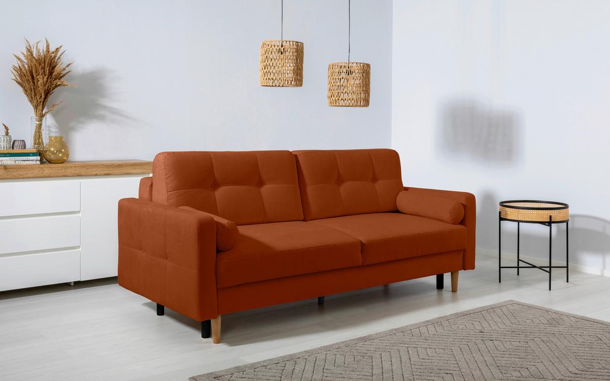 Schlafsofa Noret, Terracotta B: 222 Cm - Buchefarben/Terracotta, Design, Textil (222/93/99cm) - MID.YOU
