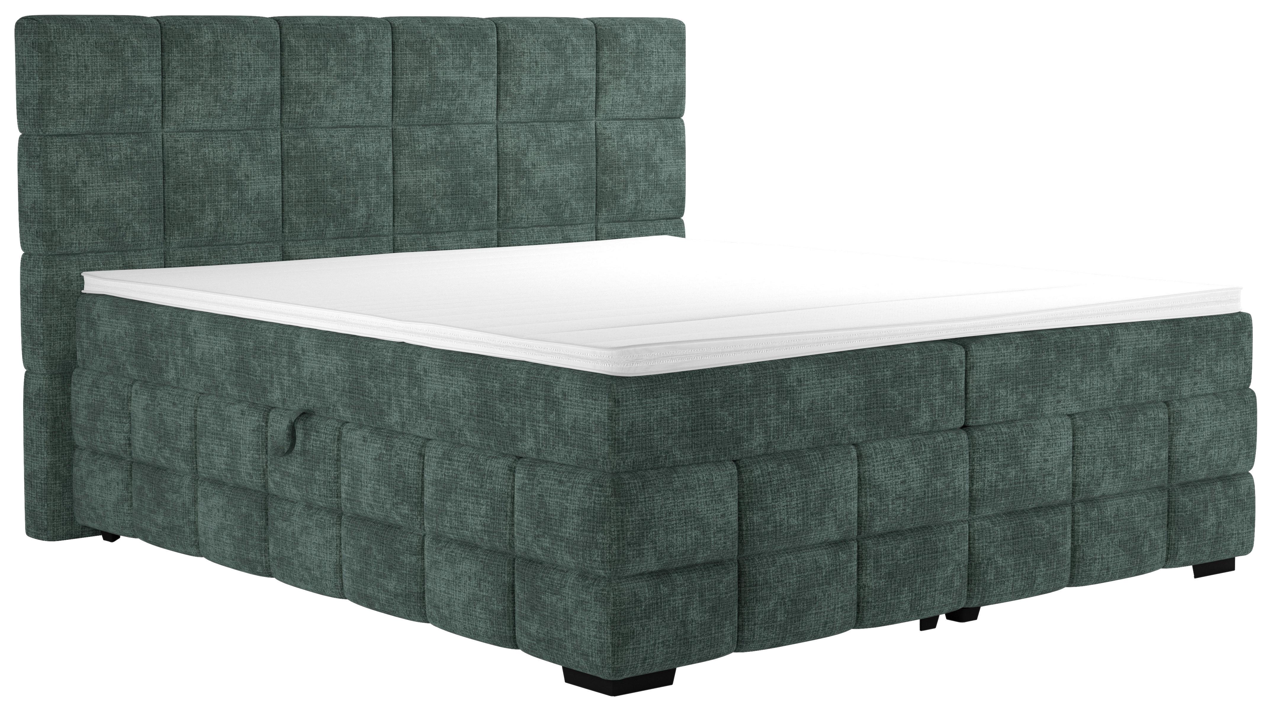 Polsterbett Vega Grün, Lf: 180 X 200 Cm - Schwarz/Grün, Trend, Holz/Textil (180/200cm)