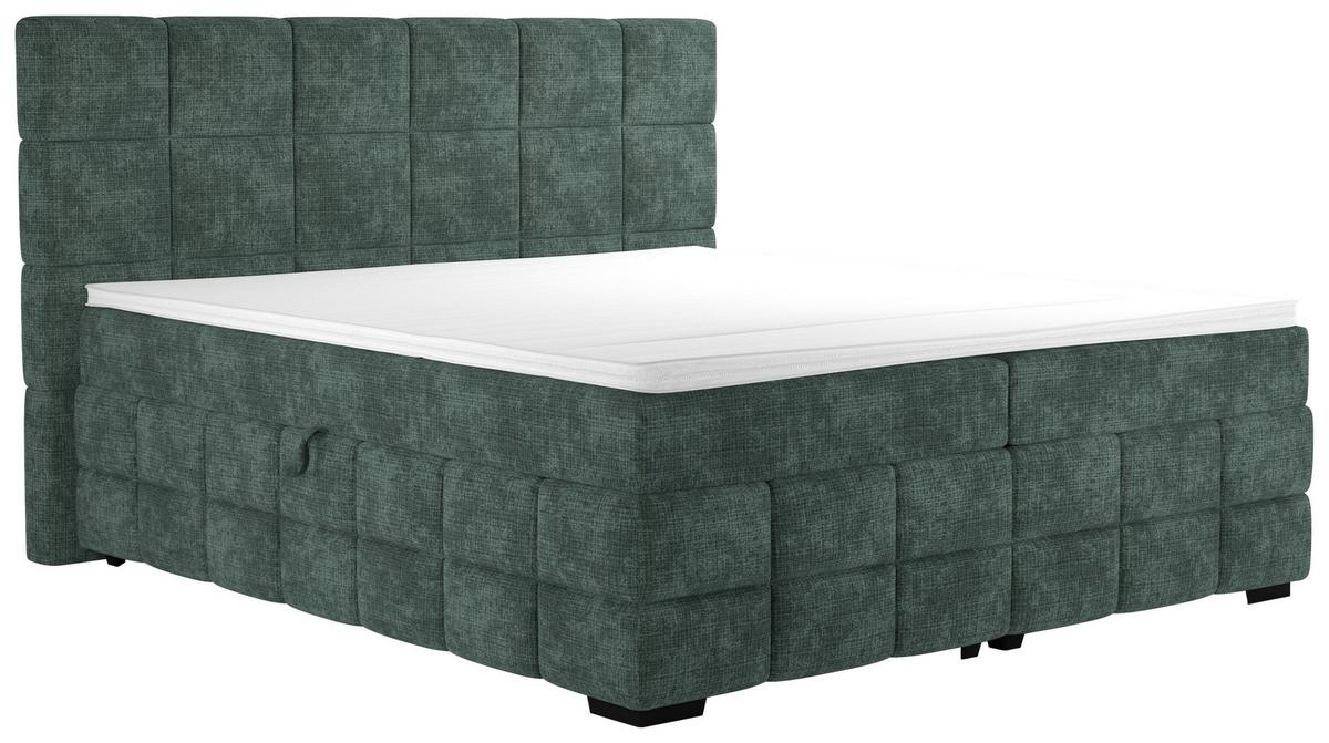 Polsterbett Vega Grün, Lf: 180 X 200 Cm - Schwarz/Grün, Trend, Holz/Textil (180/200cm)