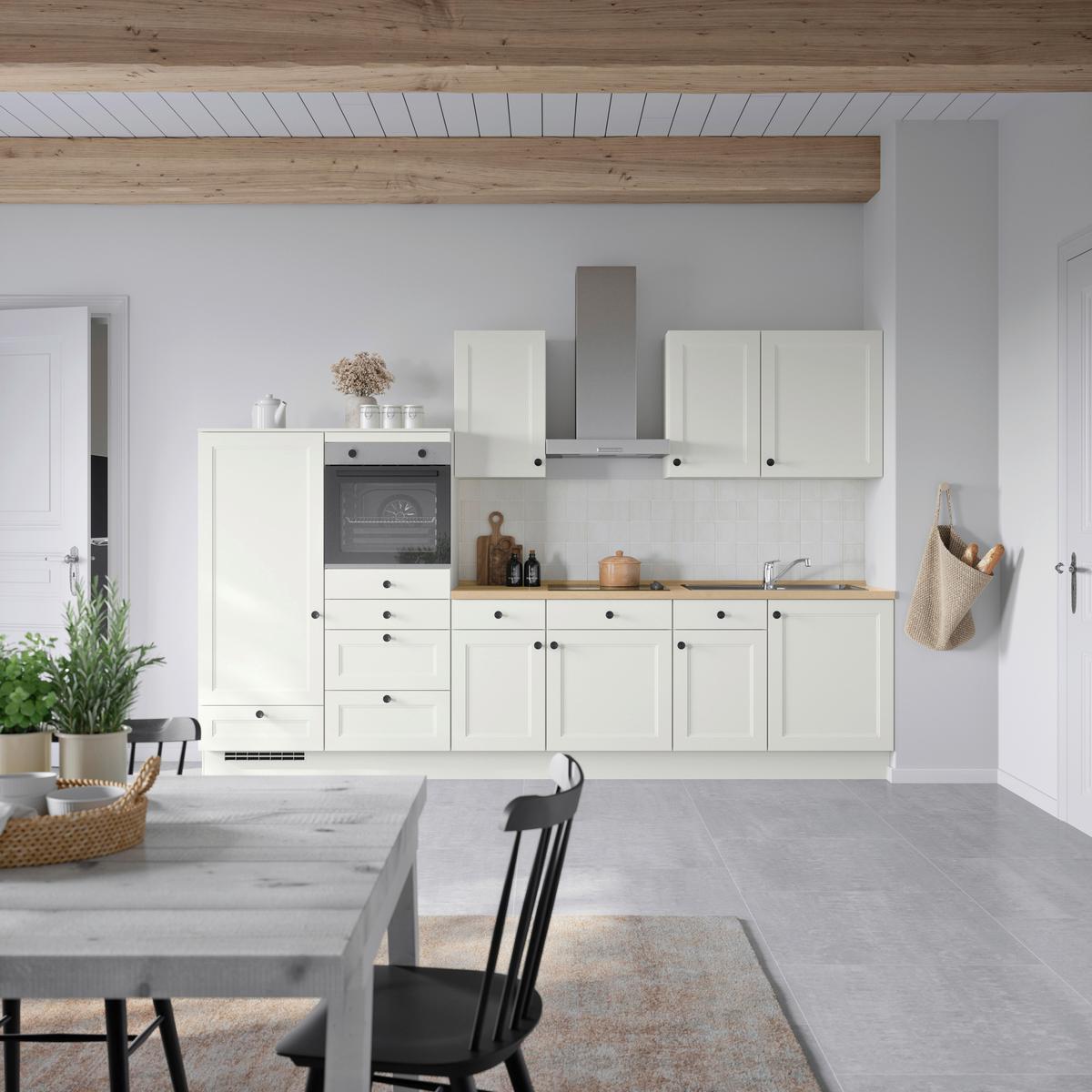 Kuchyňská linka 330 cm, bílá - bílá/barvy dubu, Moderní, kov/kompozitní dřevo (330cm) - Nobilia
