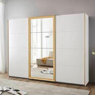 Šatní skříň KATAR - bílá/barvy zlata, Moderní, kov/kompozitní dřevo (270/208/64cm) - Mömax