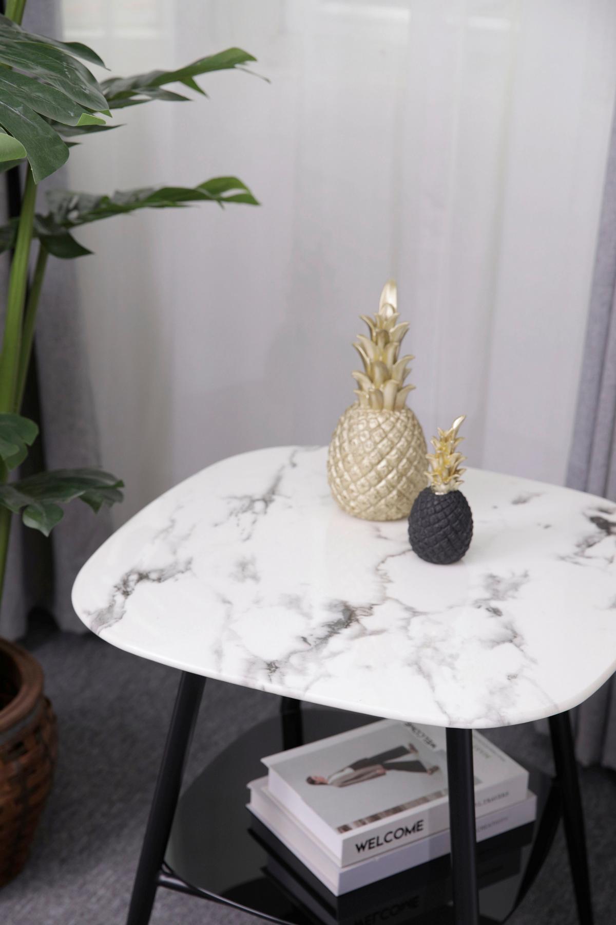 Couchtisch Schwarz/weiß B: 55 Cm - Schwarz/Weiß, Design, Glas/Metall (55/55/55cm) - Livetastic