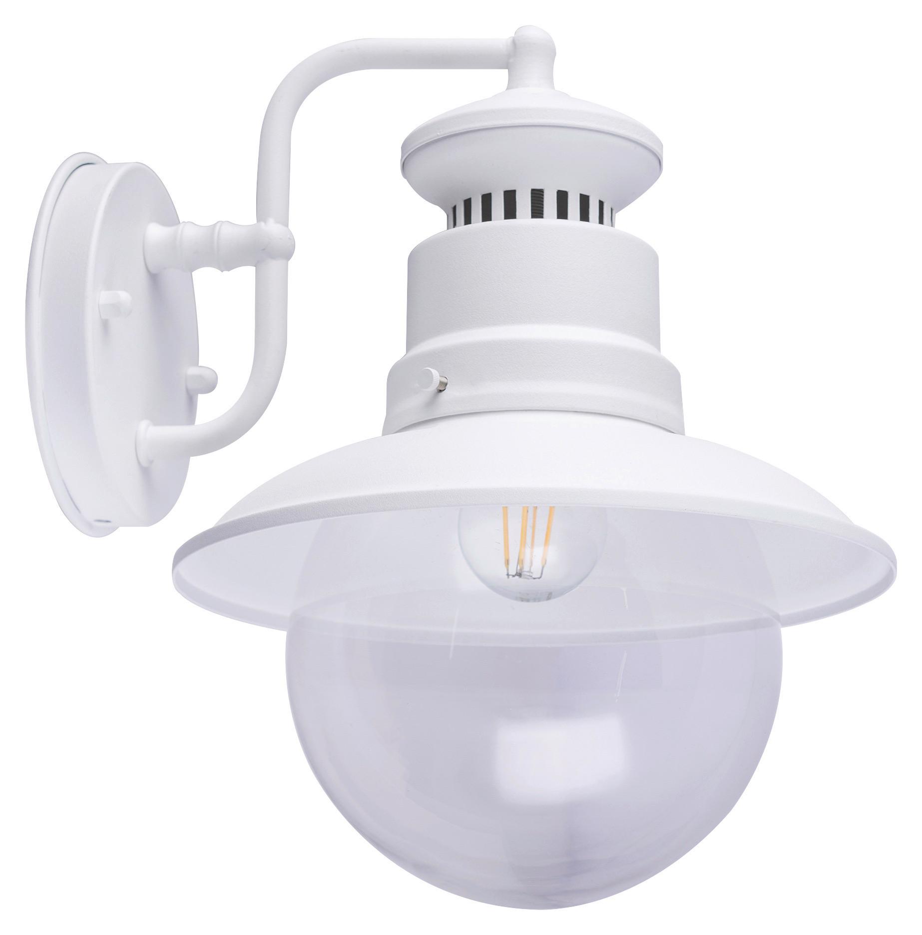 Außenleuchte 3272r 60 Watt Stahl/glas, Wandmontage - Klar/Weiß, MODERN, Glas/Metall (21,5/24,7/27cm)