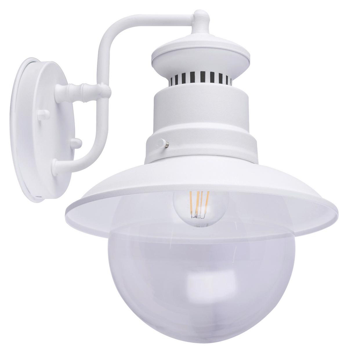 Außenleuchte 3272r 60 Watt Stahl/glas, Wandmontage - Klar/Weiß, MODERN, Glas/Metall (21,5/24,7/27cm)