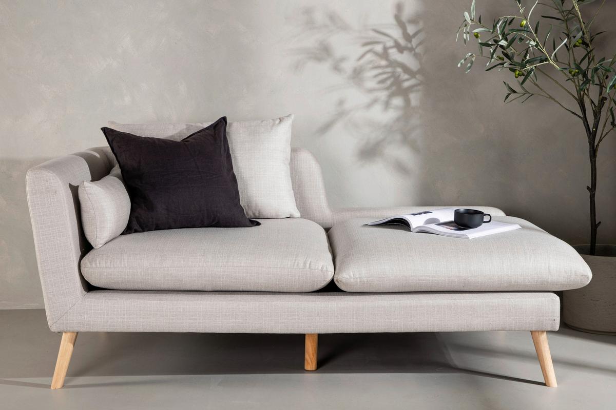 Récamiere Tacoma - Beige, Design, Holz/Textil (174/80/93cm) - Livetastic
