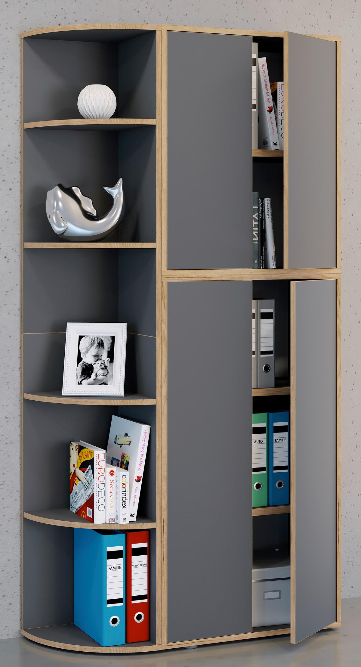 Eckregal Salia Anthazit/Honigeiche B: 33 cm - Honigeiche/Anthrazit, Design, Holzwerkstoff (33/183/33cm) - Livetastic