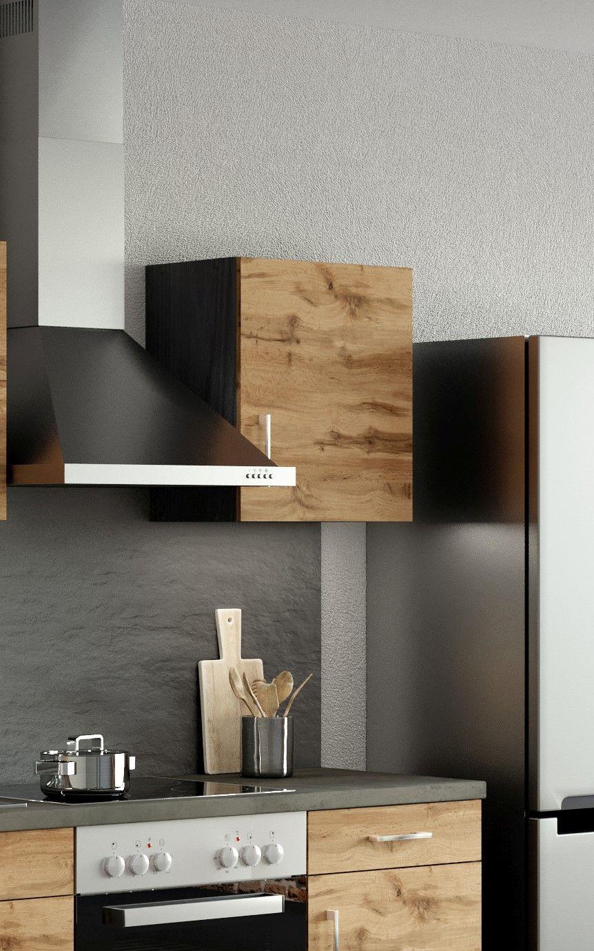 Küchenoberschrank B: 50 cm Eiche Deko/Anthraz. 1 Drehtür - Anthrazit/Eiche Wotan, MODERN, Holzwerkstoff (50/57/34cm) - Held