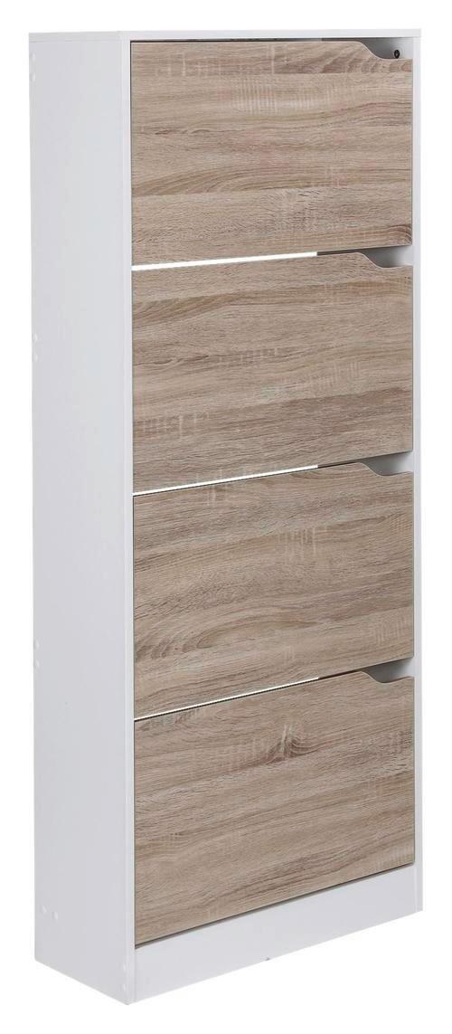 Schuhkipper 4 Klappen 24 Paar Eiche Dekor/weiß B: 60 Cm
