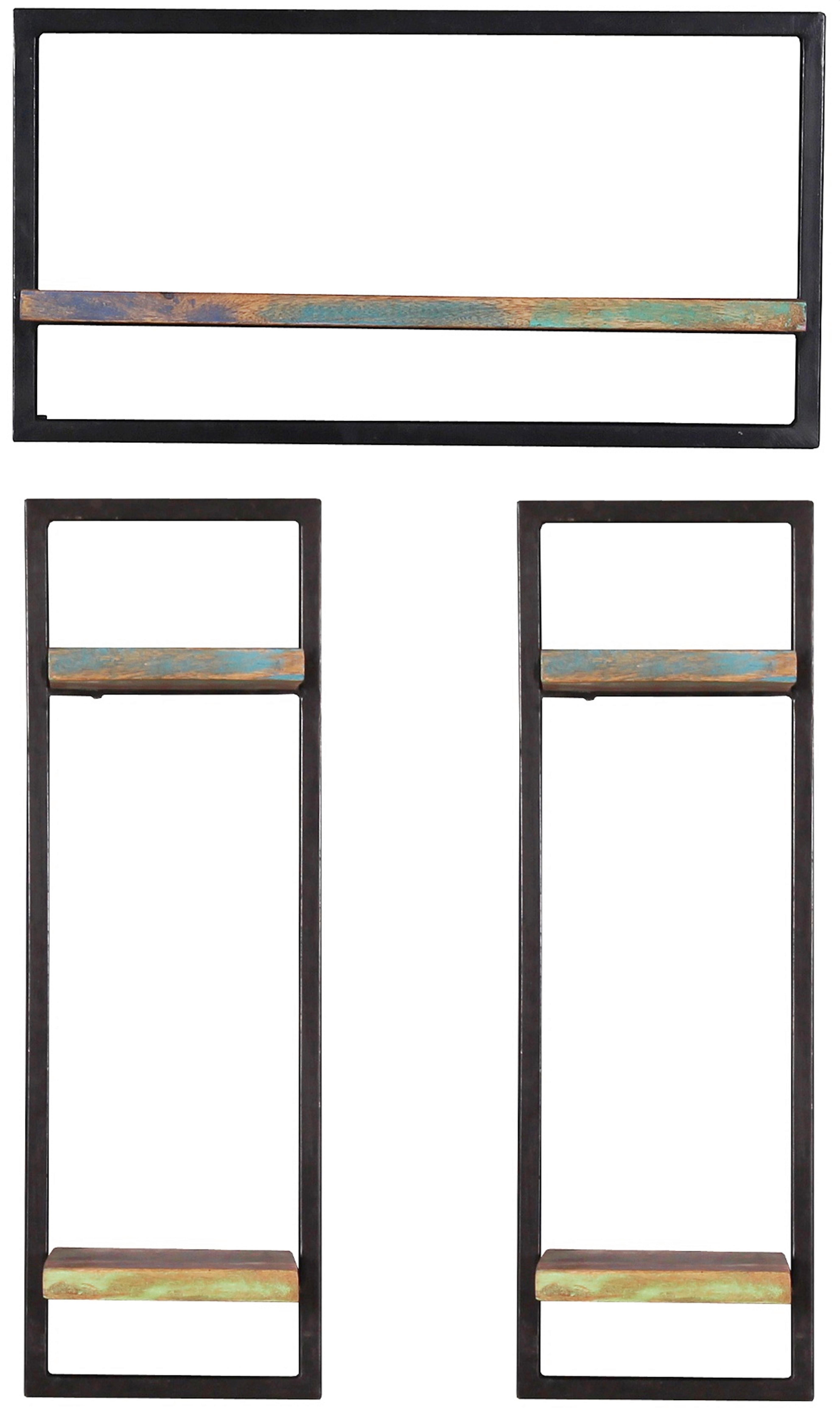 Wandregalset 3-tlg. Altholz/Schwarz B: 65cm - Multicolor/Schwarz, Design, Holz/Metall (65/115/25cm) - MID.YOU