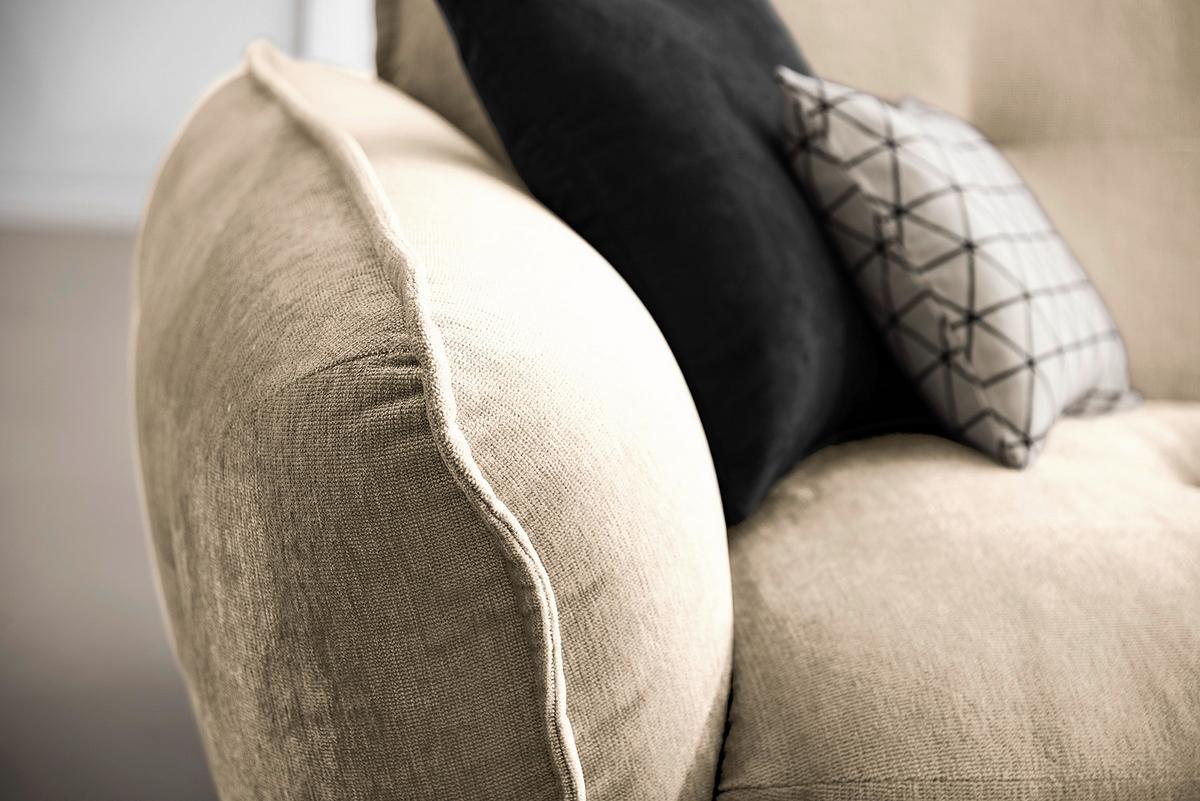 Ecksofa Fluffy, Creme S: 269x184 Cm - Creme/Schwarz, MODERN, Textil (269/184cm) - Trendmanufaktur