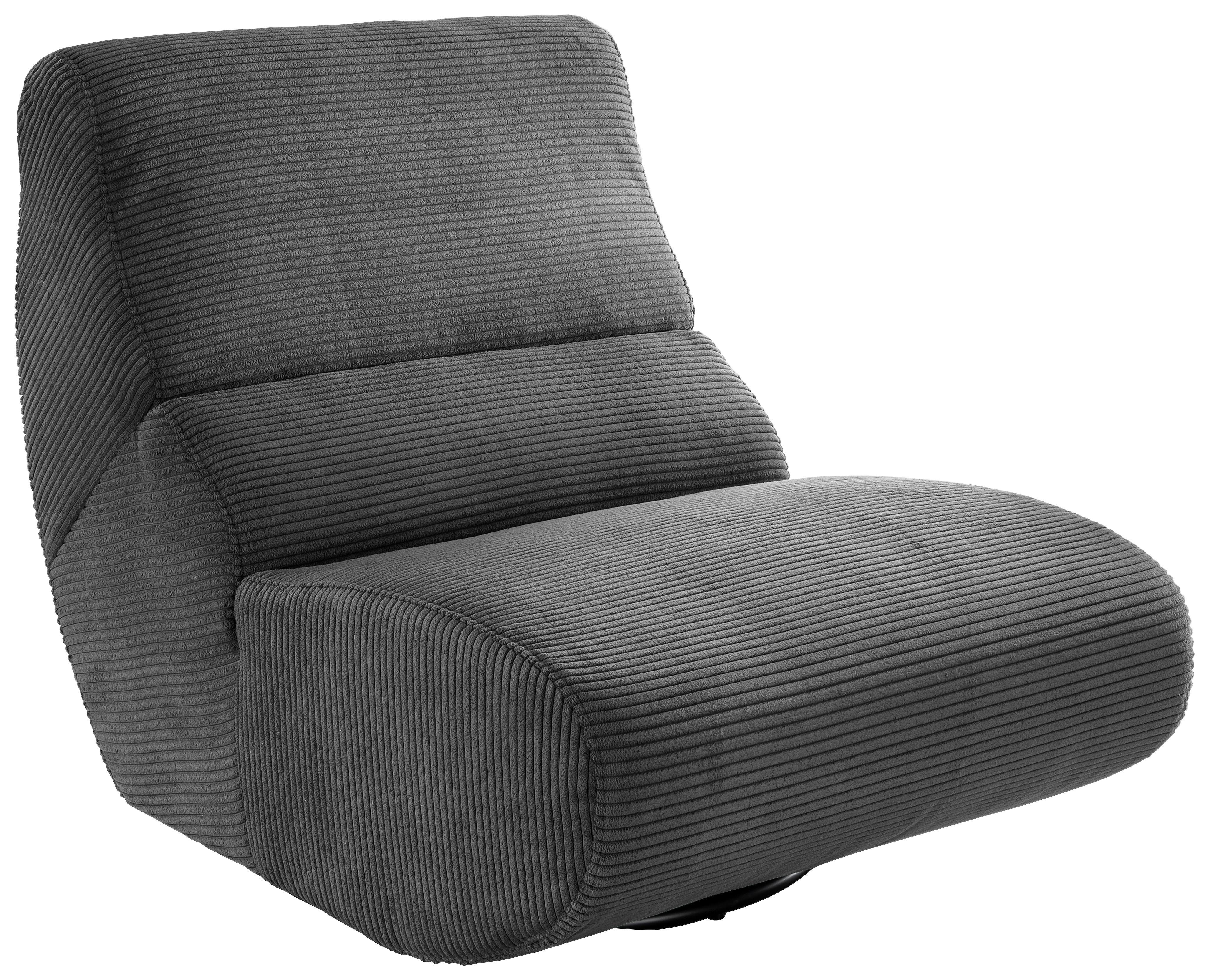 Sessel Lucera Grau 360° drehbar, B: 74 cm - Schwarz/Grau, Design, Textil (74/85/105cm) - Livetastic