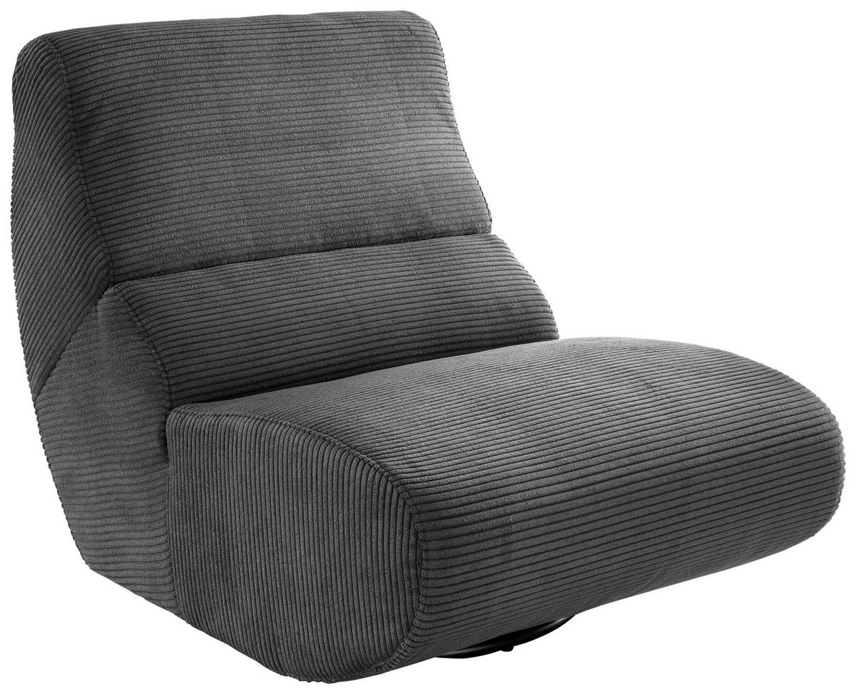 Sessel Lucera Grau 360° drehbar, B: 74 cm - Schwarz/Grau, Design, Textil (74/85/105cm) - Livetastic