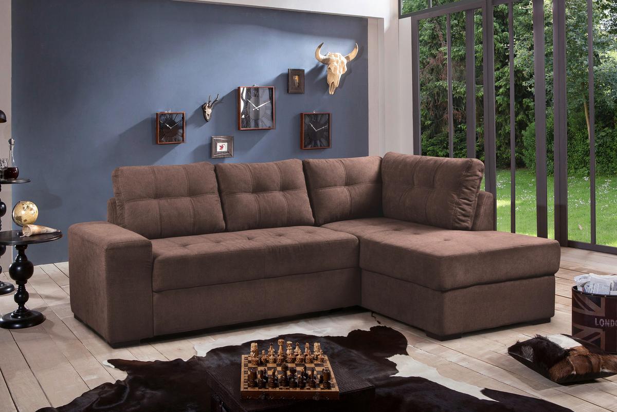 Sarokgarnitúra Rome - barna, Modern, textil (242/90/170cm)