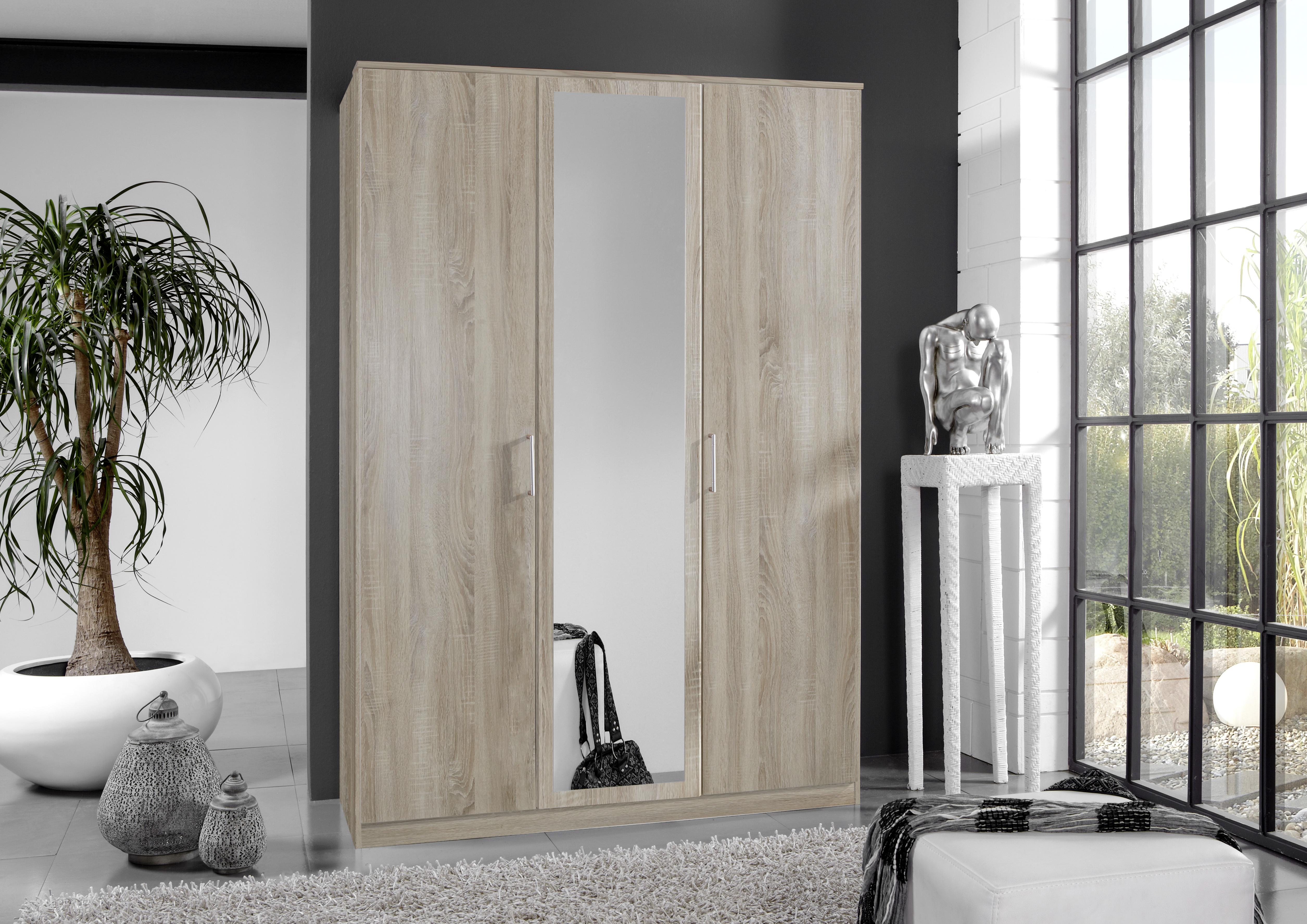 Šatní Skříň Osaka Šířka 135cm - barvy dubu/barvy hliníku, Konvenční, kompozitní dřevo/plast (135/199/58cm) - MID.YOU