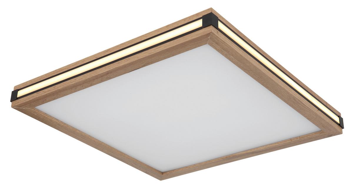 LED-Deckenleuchte 41589d2 - Dunkelbraun/Opal, Natur, Holzwerkstoff/Kunststoff (45/45/7,5cm) - Globo