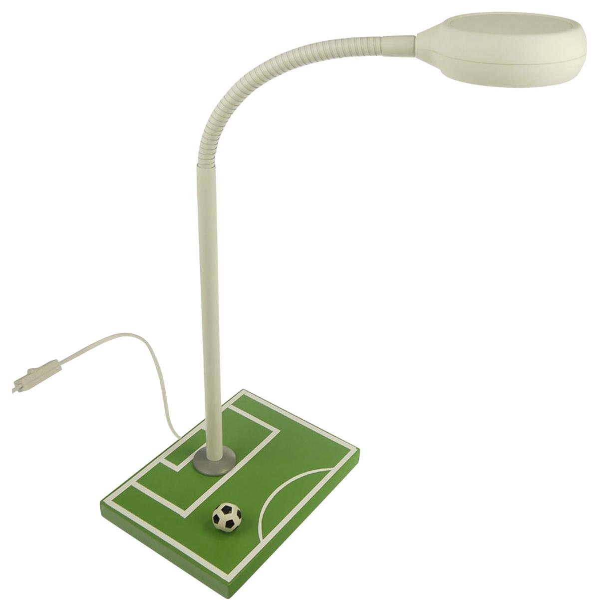 LED-Kindertischlampe Fußball Feld Grün/Weiß Schnurschalter - Weiß/Grün, Basics, Holz/Kunststoff (15/37/20cm) - Niermann