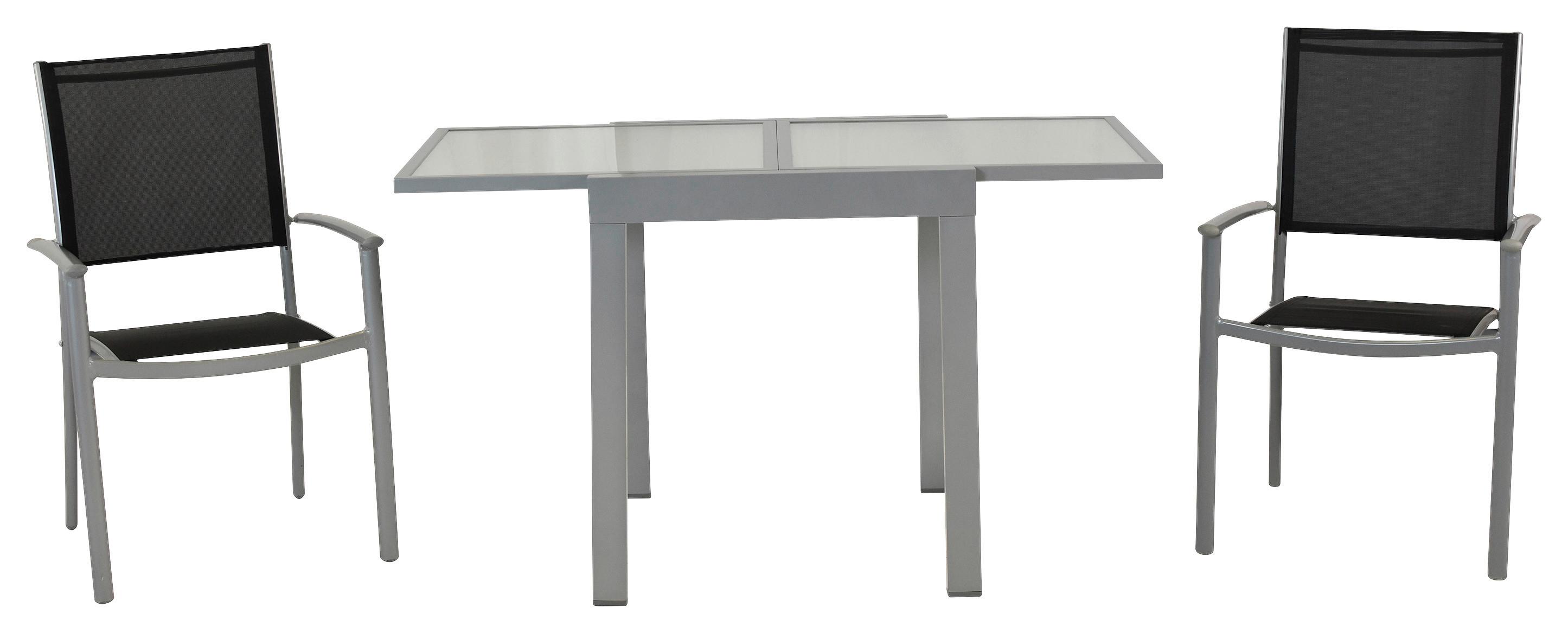 Gartenset Milano - Silberfarben/Schwarz, MODERN, Textil/Metall - Gardenson