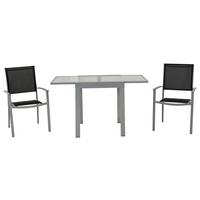 Gartenset Milano - Silberfarben/Schwarz, MODERN, Textil/Metall - Gardenson