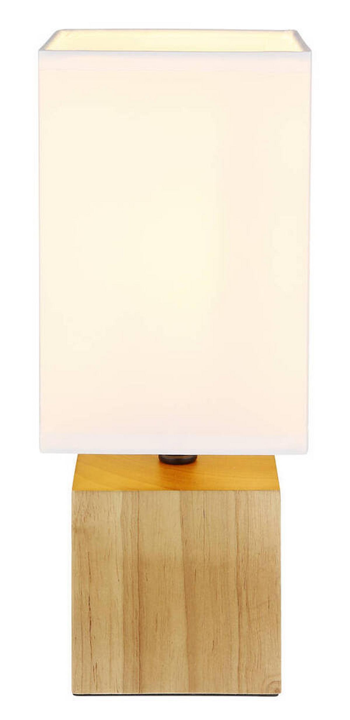 Tischleuchte 21628w - Weiß/Naturfarben, Basics, Holz/Textil (12/12/30cm) - Globo