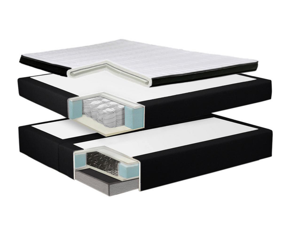 Boxspringbett Mit Topper / Matratze 180x200 Cm Miami - Anthrazit/Silberfarben, KONVENTIONELL, Leder/Textil (200/125/210cm) - MID.YOU