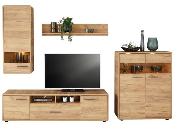 Obývacia Stena Fontana - farby dubu, Moderný, kompozitné drevo/sklo (300/198/40cm) Obývacia Stena Fontana - farby dubu, Moderný, kompozitné drevo/sklo (300/198/40cm)
