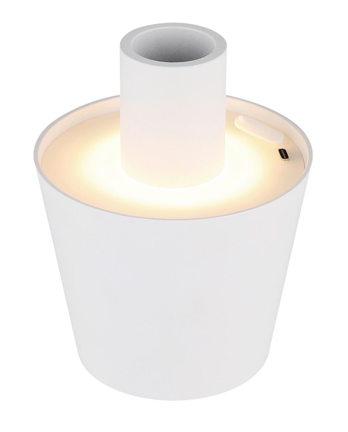 Akku-Tischleuchte 58438ws für Flaschenhals 3cm - Weiß, KONVENTIONELL, Kunststoff/Metall (10,6/13cm) - Globo