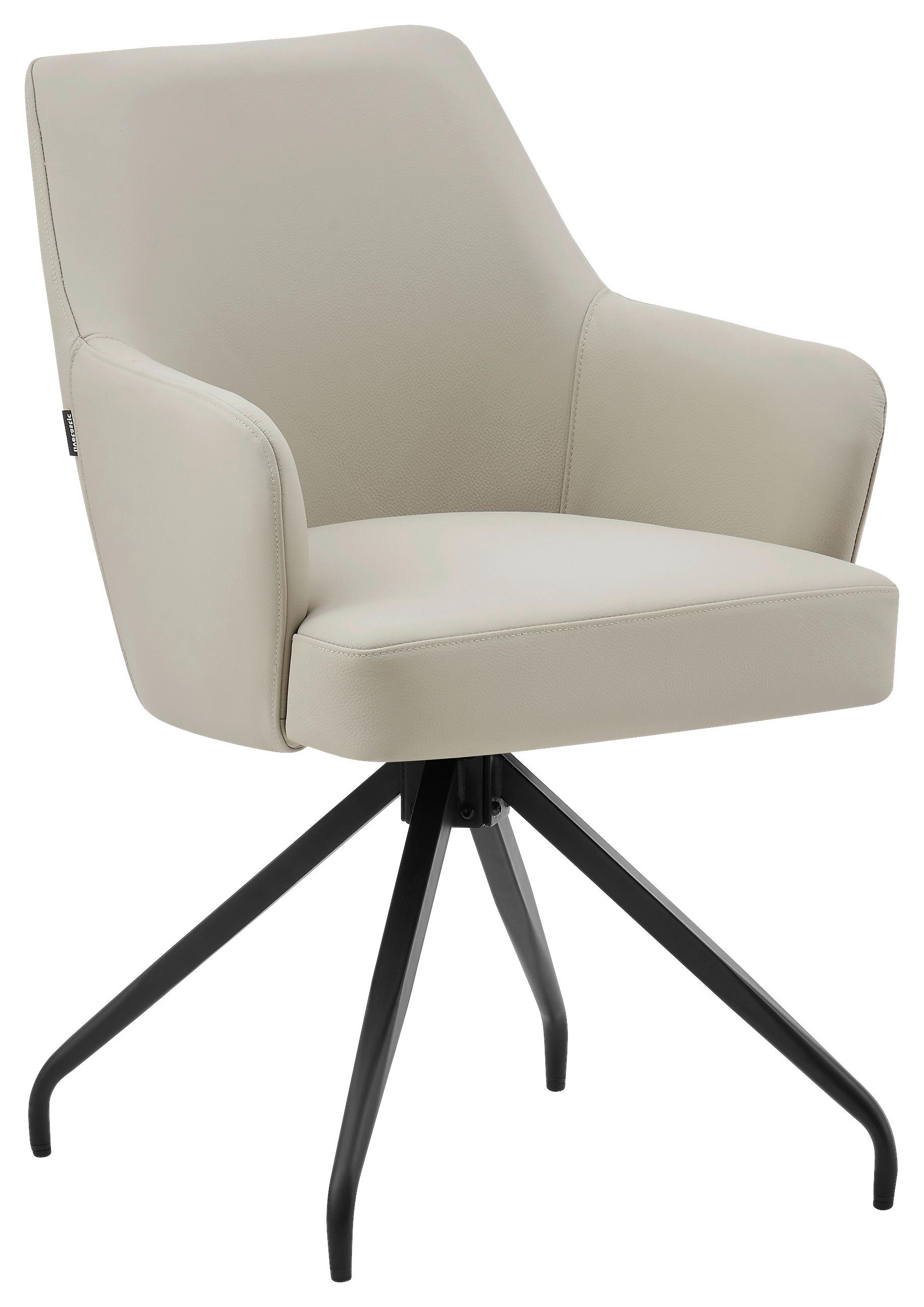 Armlehnstuhl Janette Schwarz/Beige B: 57,5 cm - Beige/Schwarz, MODERN, Leder/Holz (57,5/83,5/63cm) - Livetastic