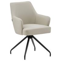 Armlehnstuhl Janette Schwarz/Beige B: 57,5 cm - Beige/Schwarz, MODERN, Leder/Holz (57,5/83,5/63cm) - Livetastic