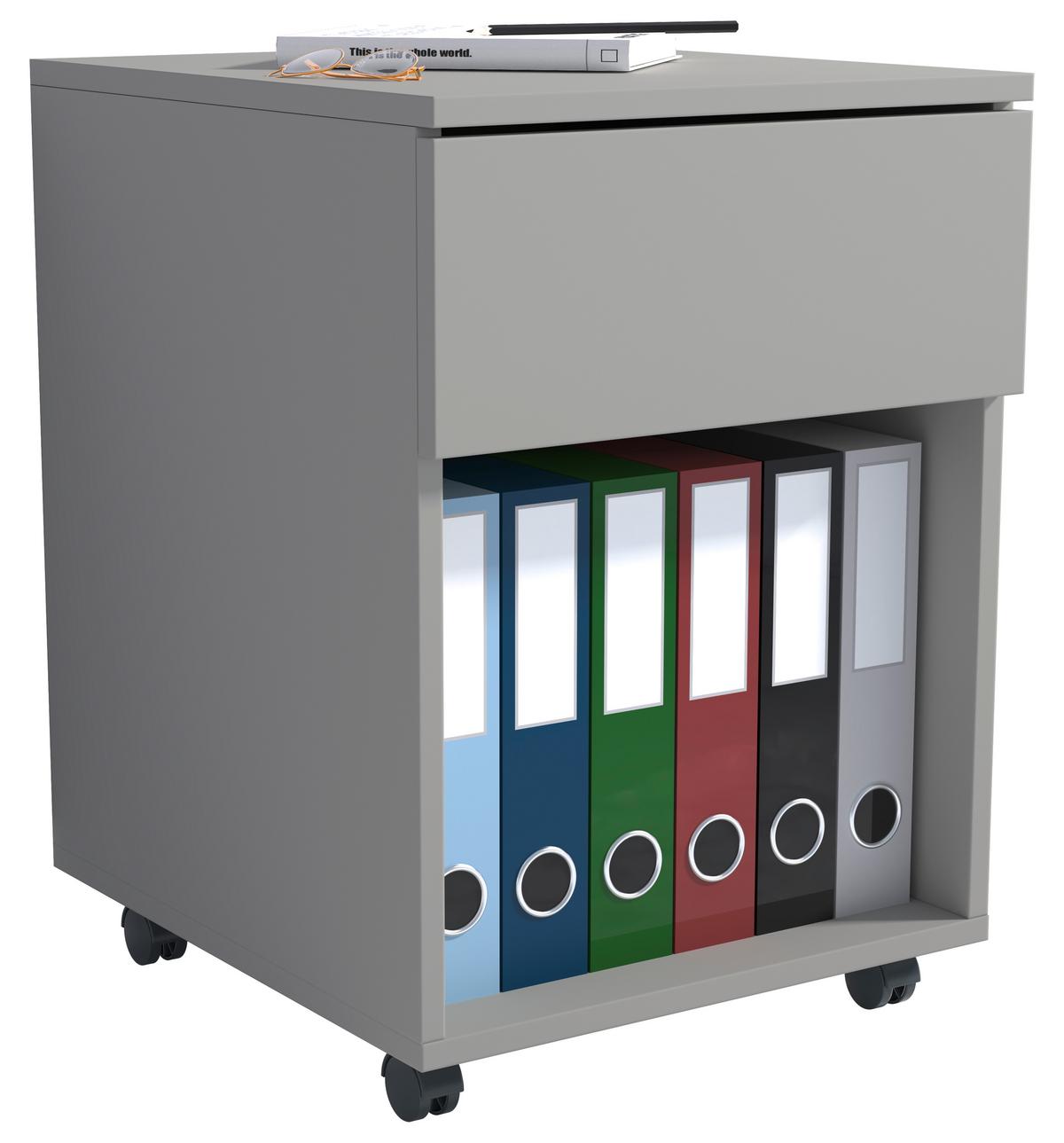 Rollcontainer Dalosa Grau B: 39 cm - Schwarz/Grau, Design, Holzwerkstoff/Kunststoff (39/55/45cm) - MID.YOU