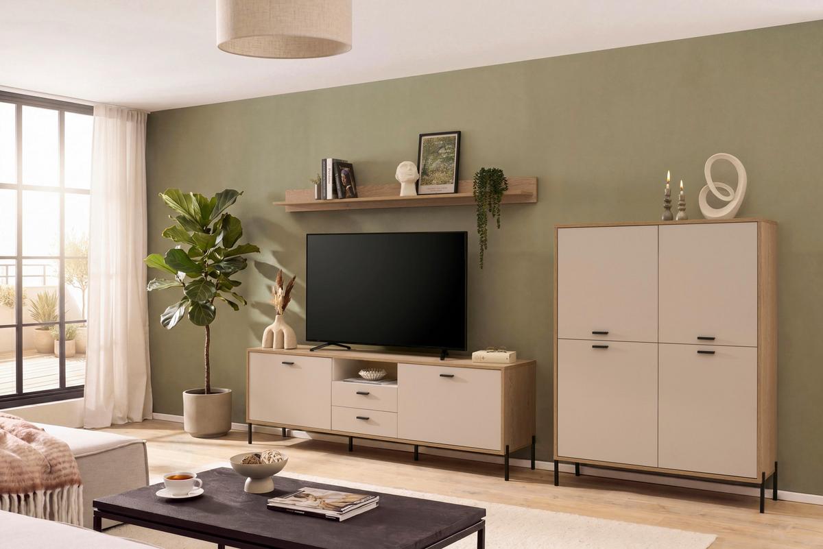 Lowboard Fredericia Eichefarben Kaschmir B: 196 cm - Kaschmir/Eichefarben, Design, Holzwerkstoff (196/65/40cm) - MID.YOU