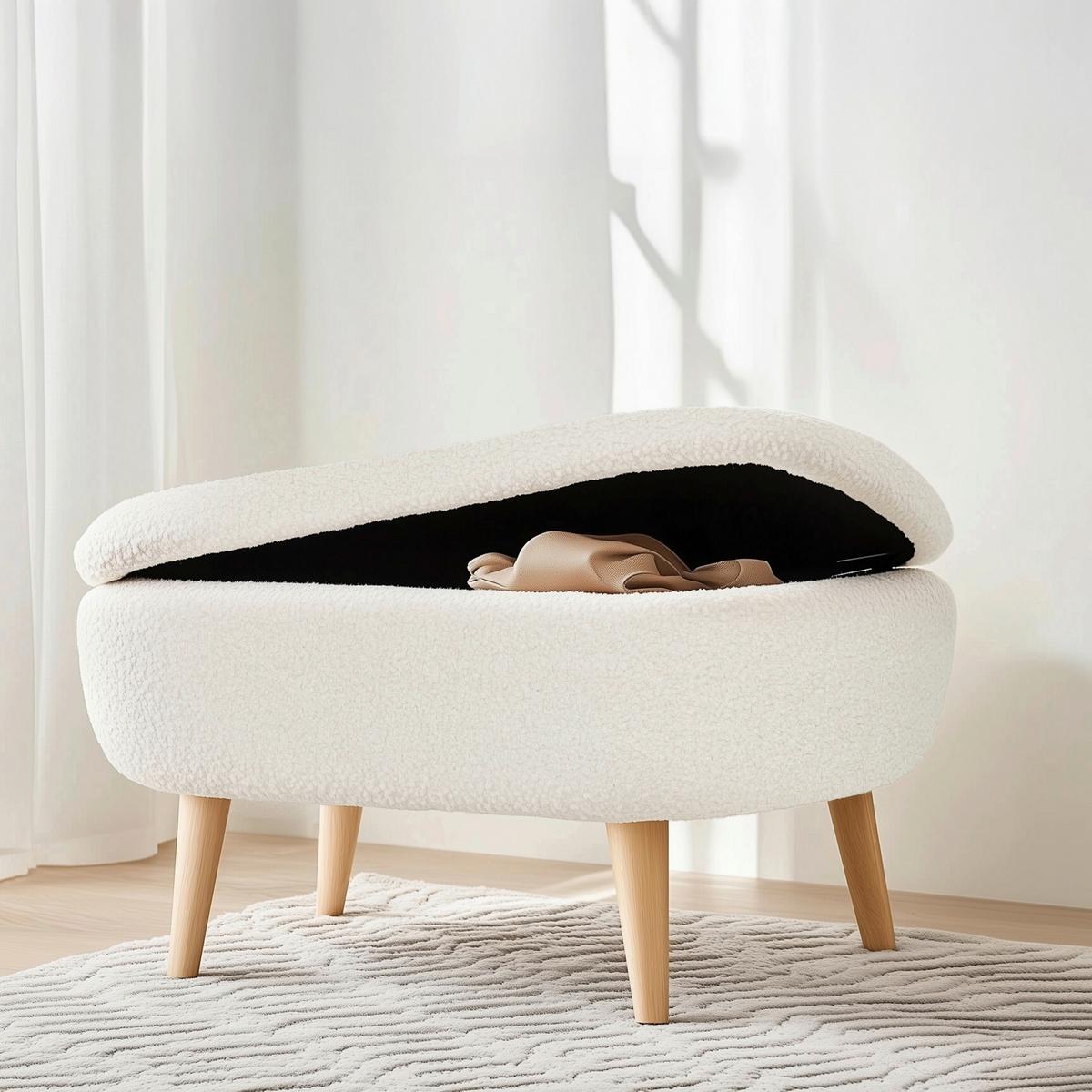 Hocker Storiano Weiß B: 82 Cm - Eichefarben/Weiß, MODERN, Textil (82/43/47cm) - MID.YOU