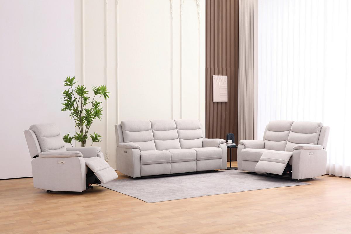 Trojmiestna relaxačná pohovka, MANCHESTER, béžová - čierna/béžová, Konventionell, textil/plast (208/102/93cm) - Based