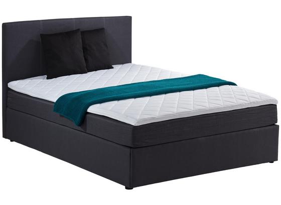 Boxbett Carolina 140x200 Grau - Schwarz/Grau, KONVENTIONELL, Holz/Textil (143/105/209cm)