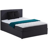 Boxspringbett mit Topper 120x200cm Carolina, Grau - Schwarz/Grau, KONVENTIONELL, Holz/Textil (123/105/209cm)