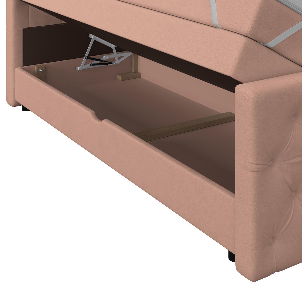 Boxspringbett Elio Altrosa 160x200 cm H3 - Beige/Schwarz, ROMANTIK / LANDHAUS, Textil (160/200cm) - James Wood