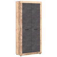 Garderobenschrank Luna Graphitfarben B: 88,9 cm - Alteiche/Schwarz, Design, Holzwerkstoff (88,9/198/40cm) - MID.YOU