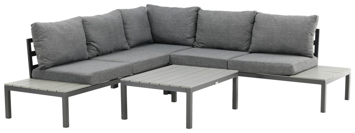 Loungegarnitur Odense - Schwarz, KONVENTIONELL, Metall (239/239cm) - Gardenson