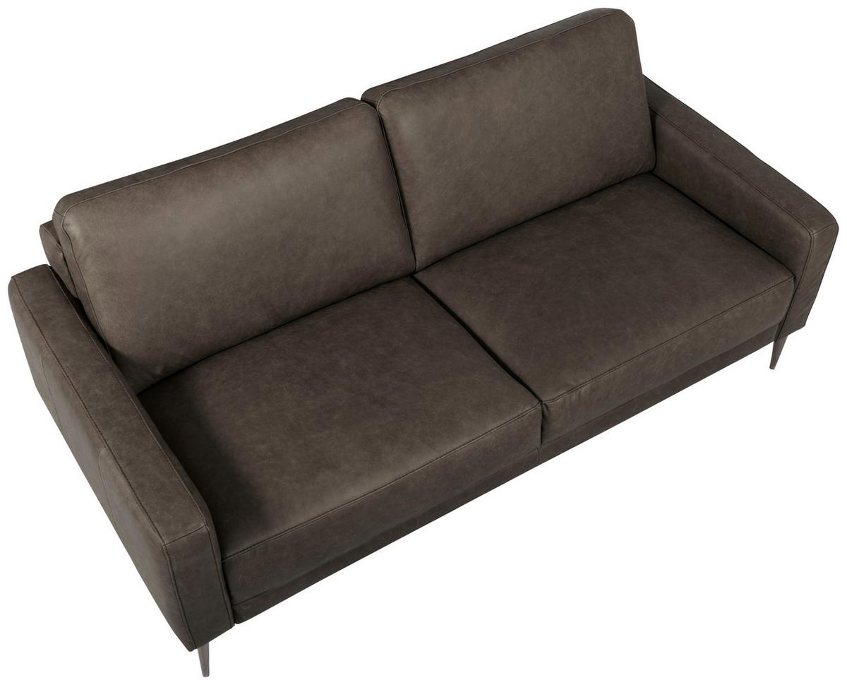 2-Sitzer-Sofa Spring, Fango B: 157 cm - Fango/Schwarzchrom, Design, Leder (157/85/92cm) - Livetastic