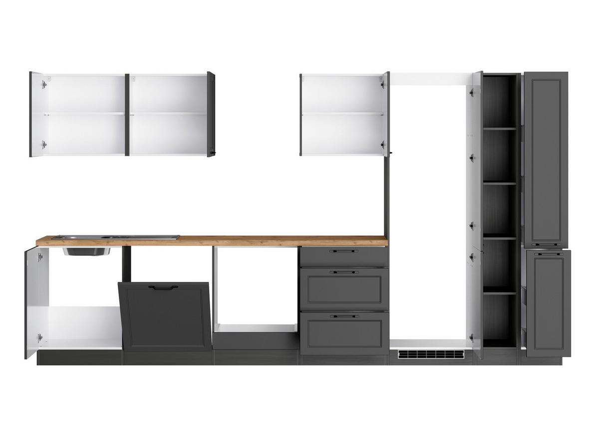 Küchenzeile Meran ohne Geräte B: 360 cm Grau/Eiche Dekor - Eiche Wotan/Grau, LIFESTYLE, Holzwerkstoff (360cm) - Held